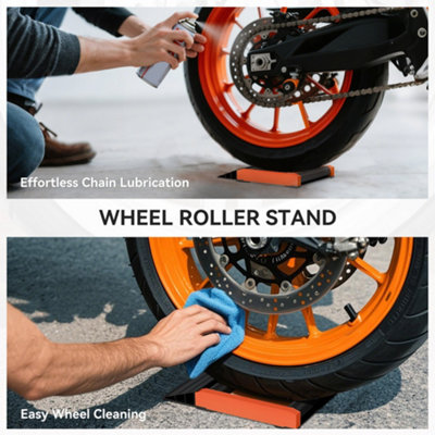 HOMCOM Motorcycle Wheel Roller Stand for Tyre Cleaning and Chain ...