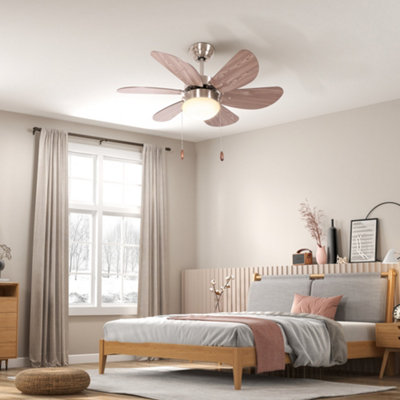 HOMCOM Mounting Reversible Ceiling Fan with Light, Pull-chain Switch, Brown