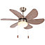 HOMCOM Mounting Reversible Ceiling Fan with Light, Pull-chain Switch, Brown