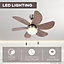 HOMCOM Mounting Reversible Ceiling Fan with Light, Pull-chain Switch, Brown
