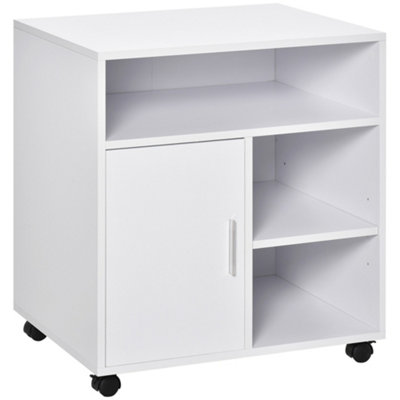 HOMCOM Multi-Storage Printer Unit Office Organisation w/ 5 Compartments White