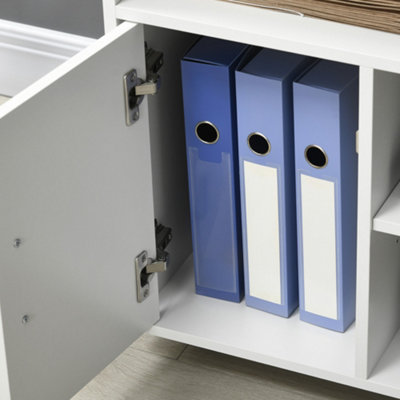 HOMCOM Multi-Storage Printer Unit Office Organisation w/ 5 Compartments ...