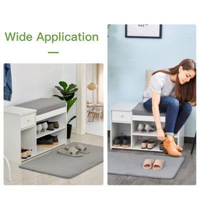 HOMCOM Multi-Storage Shoe Bench Drawer 3 Compartments Cushion Home Boots White