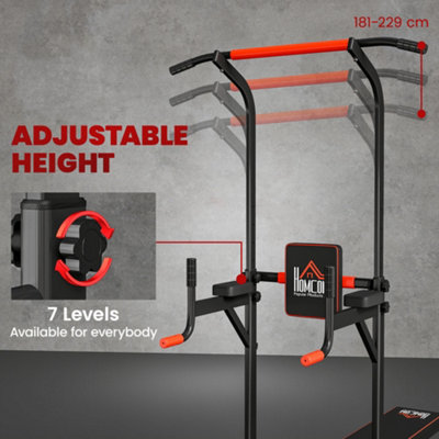 HOMCOM Multifunction Home Workout Station Tower Steel Frame w/ Bench ...