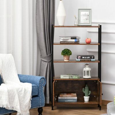 HOMCOM Multifunctional Bookshelf Storage Cabinet Bookcase w/ Shelves & Cupboard