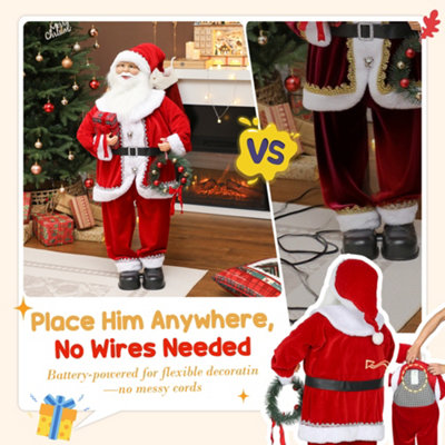 HOMCOM Musical Animated Santa Claus with Music, Dancing, Gift and Wreath