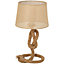 HOMCOM Nautical Style Rope-Base Table Lamp w/ Fabric Lampshade Metal Frame Power Switch Unique Home Lighting E27 Beige