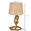 HOMCOM Nautical Style Rope-Base Table Lamp w/ Fabric Lampshade Metal Frame Power Switch Unique Home Lighting E27 Beige