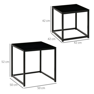 HOMCOM Nest of 2 Side Tables Set of Bedside Tables for Living Room Black