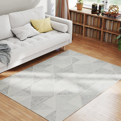 HOMCOM Non-Slip Large Rug for Living Room, 170 x 120 cm, Grey