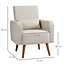 HOMCOM Nordic Leisure Lounge Sofa Accent Chair with Pillow for Bedroom Cream