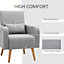 HOMCOM Nordic Leisure Lounge Sofa Accent Chair with Pillow for Bedroom Grey