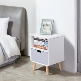 HOMCOM Nordic Style Bedside Table End Table Nightstand With Drawer