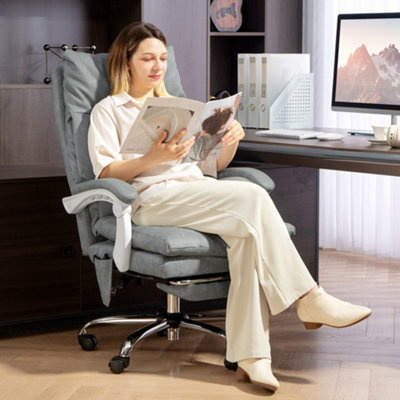 HOMCOM Office Chair with Adjustable Lumbar Support, Computer Chair, Grey