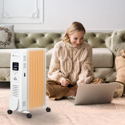 HOMCOM Oil Filled Radiator Electric Heater 3 Heat Settings Remote ...