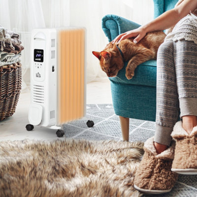 HOMCOM Oil Filled Radiator Electric Heater 3 Heat Settings Remote ...