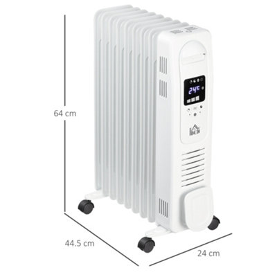 HOMCOM Oil Filled Radiator Electric Heater 3 Heat Settings Remote ...