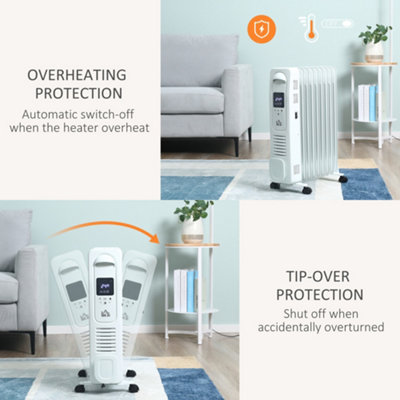 HOMCOM Oil Filled Radiator Electric Heater 3 Heat Settings Remote ...