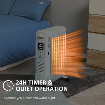 HOMCOM Oil Filled Radiator Electric Heater 3 Heat Settings Remote ...