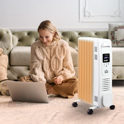 HOMCOM Oil Filled Radiator Space Heater W/3 Heat Settings & Remote ...