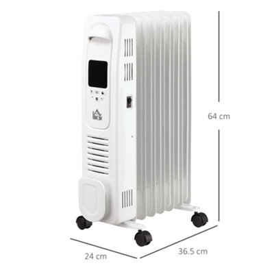 HOMCOM Oil Filled Radiator Space Heater W/3 Heat Settings & Remote Control White