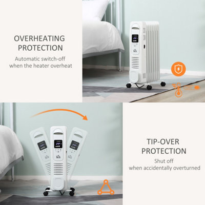 HOMCOM Oil Filled Radiator Space Heater W/3 Heat Settings & Remote ...