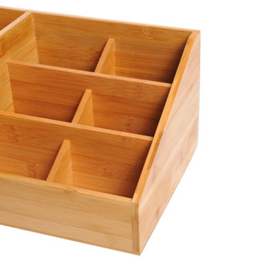 HOMCOM Organiser Holder Multi-Function Storage Caddy Drawers Natural Bamboo