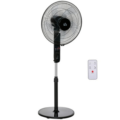HOMCOM Oscillating Floor Fan Remote Control-Standing Cooling Machine Indoor Air Refresher With Adjustable Height