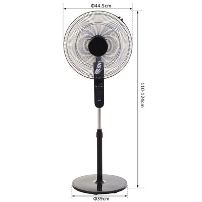 HOMCOM Oscillating Floor Fan Remote Control-Standing Cooling Machine Indoor Air Refresher With Adjustable Height