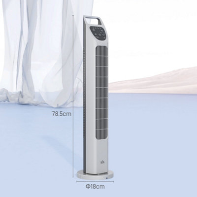 HOMCOM Oscillating Tower Fan Floor Fan with 4H Timer for Home Office Silver