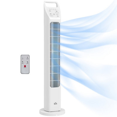 HOMCOM Oscillating Tower Fan Floor Fan with 4H Timer for Home Office White