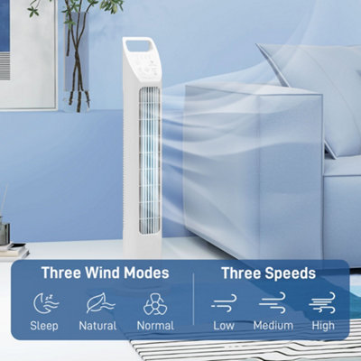 HOMCOM Oscillating Tower Fan Floor Fan with 4H Timer for Home Office White