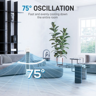 HOMCOM Oscillating Tower Fan Floor Fan with 4H Timer for Home Office White