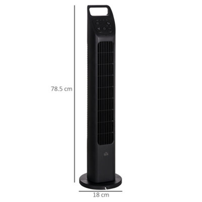 HOMCOM Oscillating Tower Fan Remote Control, 4H Timer, 3 Speed, Quiet Cooling Fans, Electric Floor Standing Fan, Black