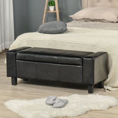 Black faux leather online footstool with storage