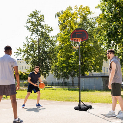 HOMCOM Outdoor Adjustable Basketball Hoop Stand w/ Wheels and Stable ...