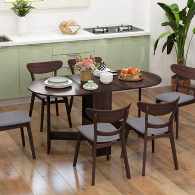 HOMCOM Oval Kitchen Table for Dining Room, Small Space Chocolate Wood Effect