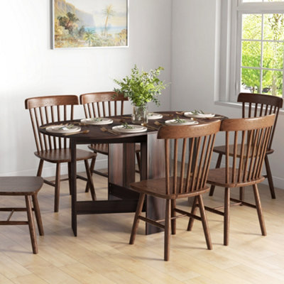 HOMCOM Oval Kitchen Table for Dining Room, Small Space Chocolate Wood Effect
