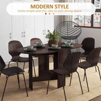 HOMCOM Oval Kitchen Table for Dining Room, Small Space Chocolate Wood Effect