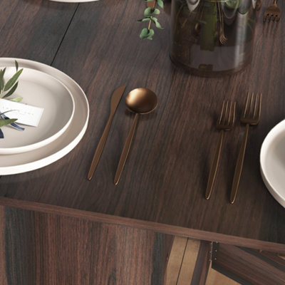 HOMCOM Oval Kitchen Table for Dining Room, Small Space Chocolate Wood Effect