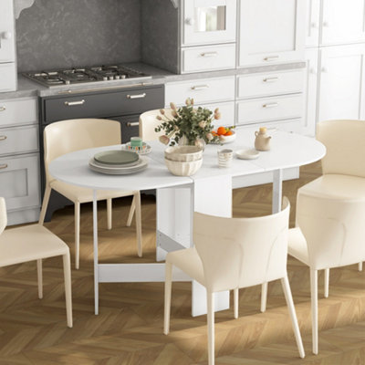 HOMCOM Oval Kitchen Table for Dining Room, Small Spaces, Ash Wood-Effect