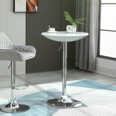 HOMCOM Painted Top Bistro Pub Table Adjustable Swivel Counter Home White