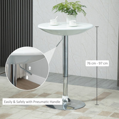 HOMCOM Painted Top Bistro Pub Table Adjustable Swivel Counter Home White