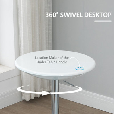 HOMCOM Painted Top Bistro Pub Table Adjustable Swivel Counter Home White