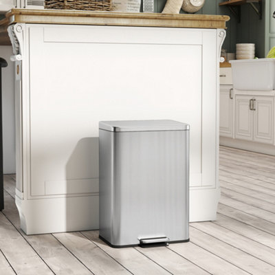 HOMCOM Pedal Bin with Soft-Close Lid, 20L Stainless Steel Kitchen Bin ...