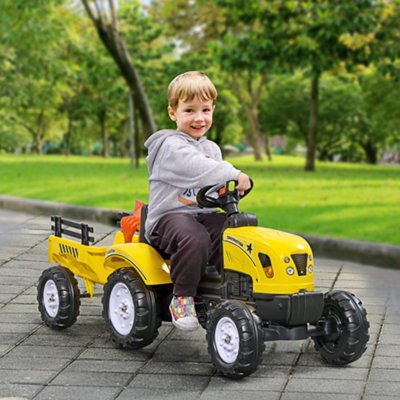 HOMCOM Pedal Go Kart Ride on Tractor with Shovel & Rake Four Wheels ...