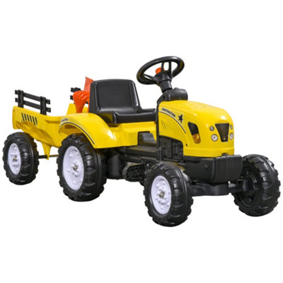 HOMCOM Pedal Go Kart Ride on Tractor with Shovel & Rake Four Wheels ...