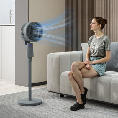HOMCOM Pedestal Fan, Air Circulation Fan with Oscillating, Tilt, Grey