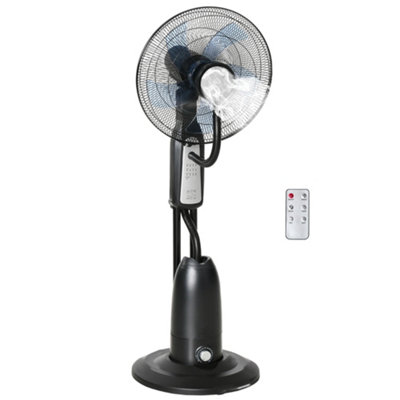 HOMCOM Pedestal Fan with Water Mist Spray, Humidifying Misting Fan, Standing Fan with 3 Speeds, 2.8L Water Tank, Black
