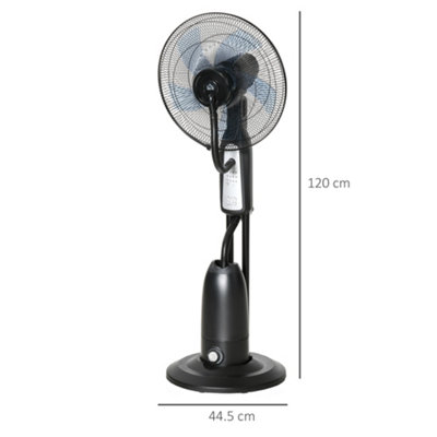 HOMCOM Pedestal Fan with Water Mist Spray, Humidifying Misting Fan, Standing Fan with 3 Speeds, 2.8L Water Tank, Black